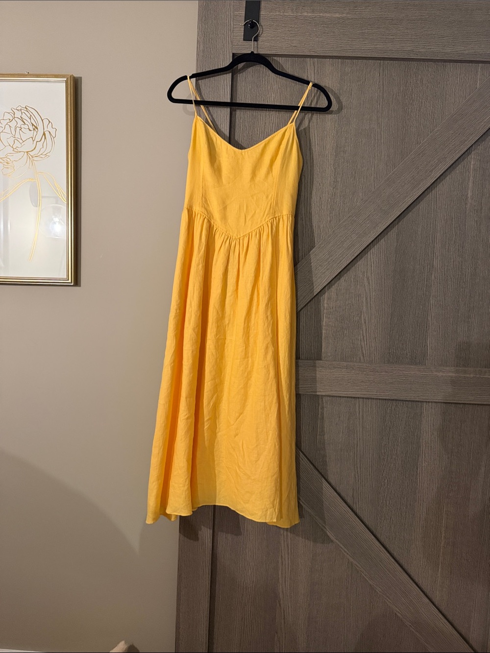 Wilfred Bright Yellow Spaghetti-Strap Midi Dress